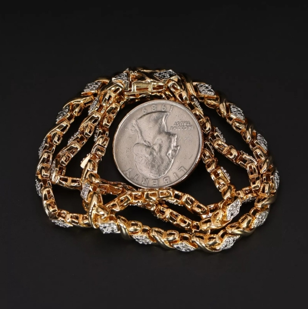 Sterling Silver 925 ROSS SIMONS 6mm Diamond XOXO 17.5" Gold Tennis Necklace 35g - Picture 6 of 12